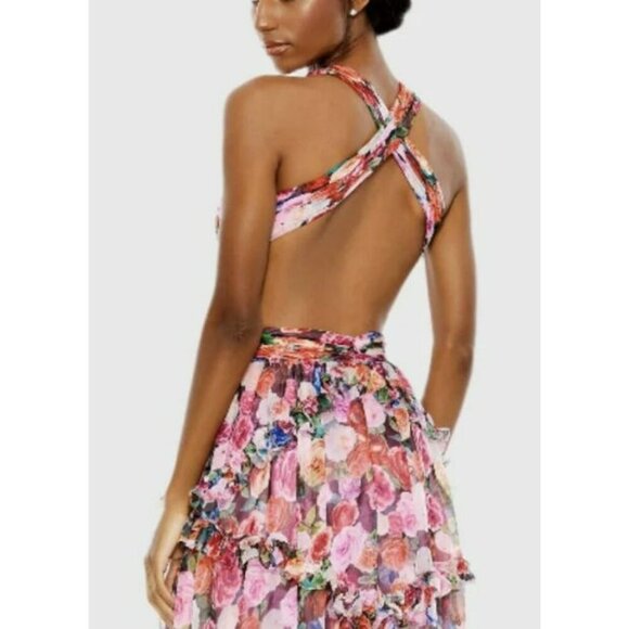 Mac Duggal $1400 Floral Cutout Layered Maxi Formal Dress Size 8 - Picture 6 of 14